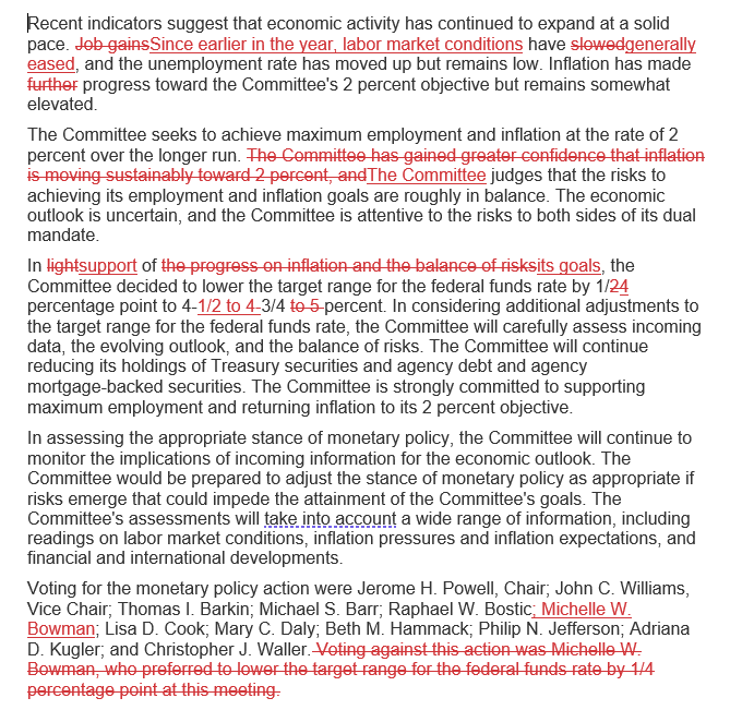 暗示不排除12月暂停？美联储如期降息25基点，但删除对通胀达标更有信心说辞