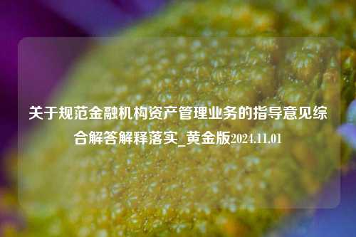 关于规范金融机构资产管理业务的指导意见综合解答解释落实_黄金版2024.11.01