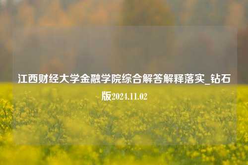 江西财经大学金融学院综合解答解释落实_钻石版2024.11.02