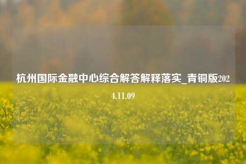 杭州国际金融中心综合解答解释落实_青铜版2024.11.09