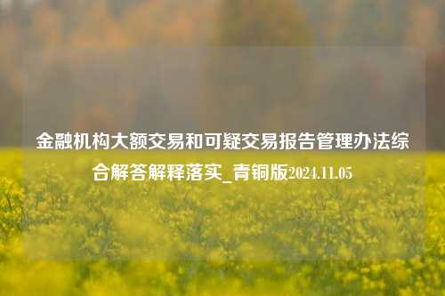 金融机构大额交易和可疑交易报告管理办法综合解答解释落实_青铜版2024.11.05