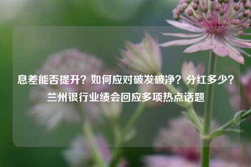 息差能否提升？如何应对破发破净？分红多少？兰州银行业绩会回应多项热点话题