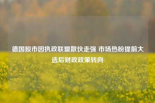 德国股市因执政联盟散伙走强 市场热盼提前大选后财政政策转向