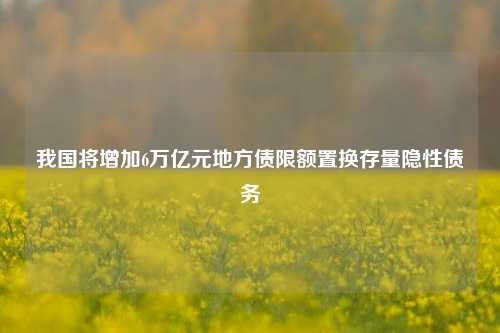 我国将增加6万亿元地方债限额置换存量隐性债务