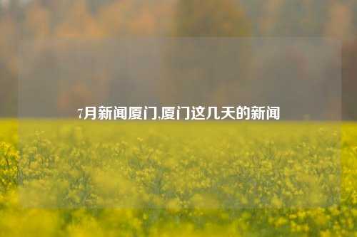 7月新闻厦门,厦门这几天的新闻