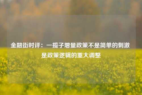 金融街时评：一揽子增量政策不是简单的刺激 是政策逻辑的重大调整