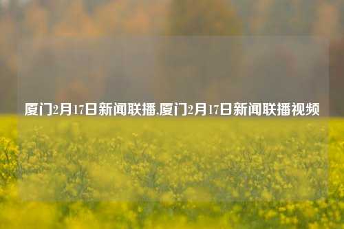 厦门2月17日新闻联播,厦门2月17日新闻联播视频