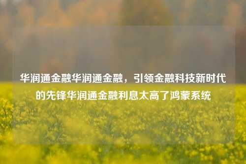 华润通金融华润通金融，引领金融科技新时代的先锋华润通金融利息太高了鸿蒙系统