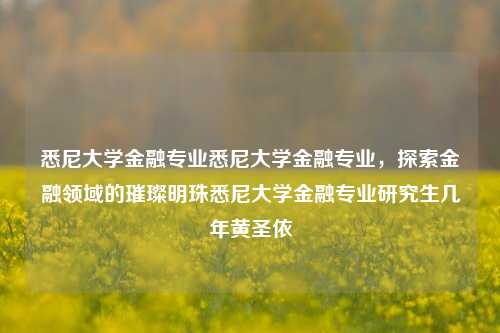 悉尼大学金融专业悉尼大学金融专业，探索金融领域的璀璨明珠悉尼大学金融专业研究生几年黄圣依