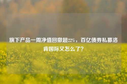 旗下产品一周净值回撤超22%，百亿债券私募洛肯国际又怎么了？