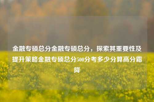 金融专硕总分金融专硕总分，探索其重要性及提升策略金融专硕总分500分考多少分算高分霜降