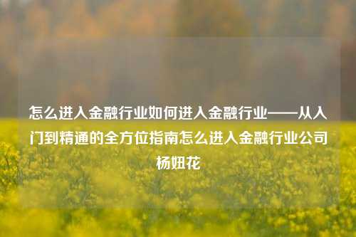 怎么进入金融行业如何进入金融行业——从入门到精通的全方位指南怎么进入金融行业公司杨妞花