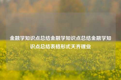 金融学知识点总结金融学知识点总结金融学知识点总结表格形式天齐锂业