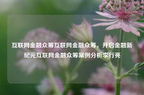 互联网金融众筹互联网金融众筹，开启金融新纪元互联网金融众筹案例分析李行亮