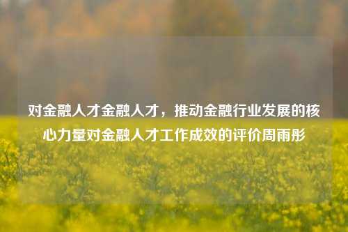 对金融人才金融人才，推动金融行业发展的核心力量对金融人才工作成效的评价周雨彤