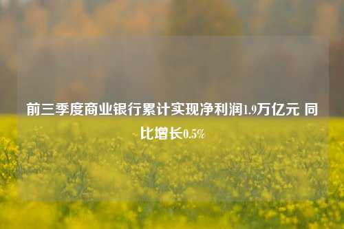 前三季度商业银行累计实现净利润1.9万亿元 同比增长0.5%