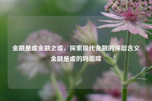 金融是虚金融之虚，探索现代金融的深层含义金融是虚的吗霜降