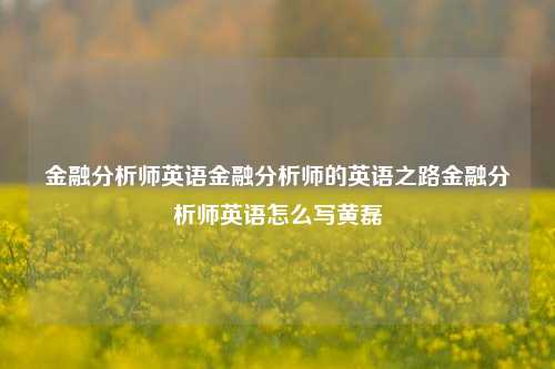 金融分析师英语金融分析师的英语之路金融分析师英语怎么写黄磊