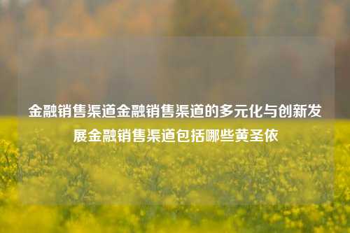 金融销售渠道金融销售渠道的多元化与创新发展金融销售渠道包括哪些黄圣依