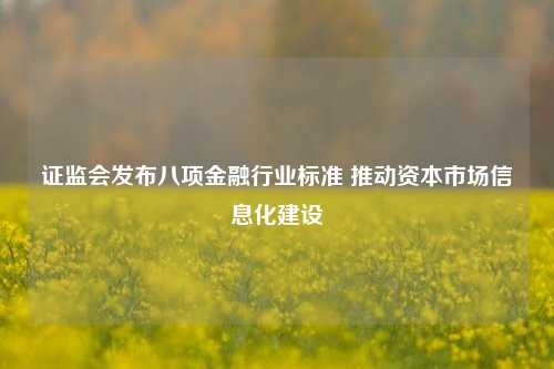 证监会发布八项金融行业标准 推动资本市场信息化建设