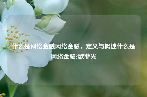 什么是网络金融网络金融，定义与概述什么是网络金融?欧菲光