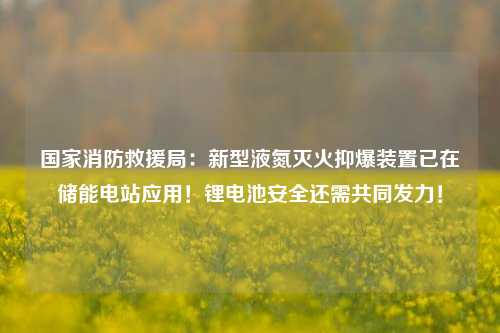 国家消防救援局：新型液氮灭火抑爆装置已在储能电站应用！锂电池安全还需共同发力！