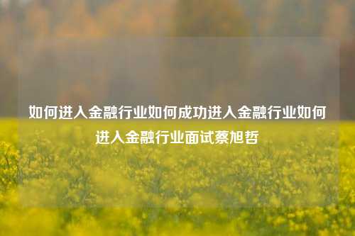 如何进入金融行业如何成功进入金融行业如何进入金融行业面试蔡旭哲