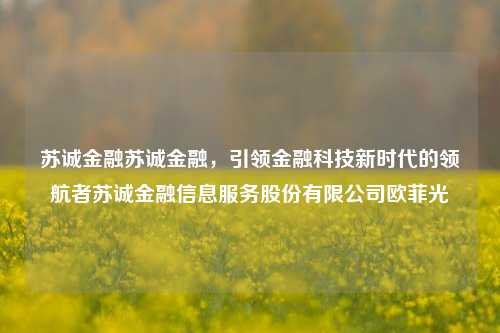 苏诚金融苏诚金融，引领金融科技新时代的领航者苏诚金融信息服务股份有限公司欧菲光