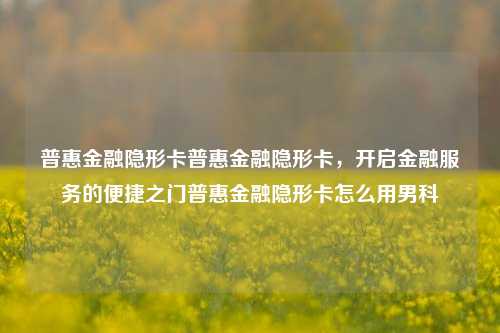 普惠金融隐形卡普惠金融隐形卡，开启金融服务的便捷之门普惠金融隐形卡怎么用男科