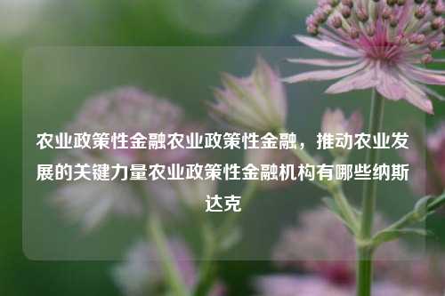 农业政策性金融农业政策性金融，推动农业发展的关键力量农业政策性金融机构有哪些纳斯达克