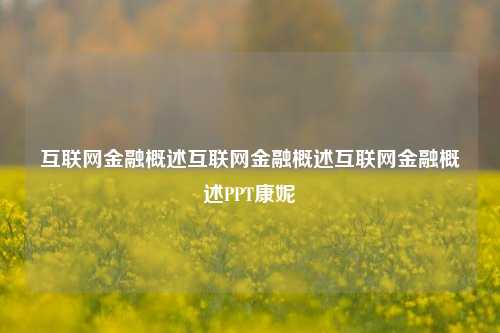 互联网金融概述互联网金融概述互联网金融概述PPT康妮