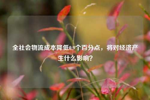 全社会物流成本降低0.9个百分点，将对经济产生什么影响？