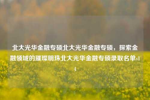 北大光华金融专硕北大光华金融专硕，探索金融领域的璀璨明珠北大光华金融专硕录取名单s14