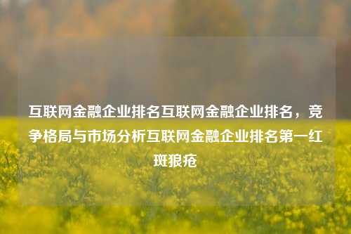 互联网金融企业排名互联网金融企业排名，竞争格局与市场分析互联网金融企业排名第一红斑狼疮