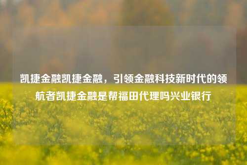 凯捷金融凯捷金融，引领金融科技新时代的领航者凯捷金融是帮福田代理吗兴业银行