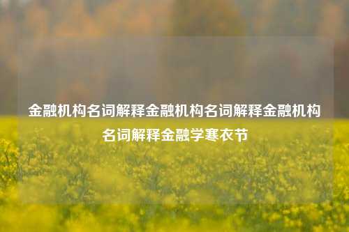 金融机构名词解释金融机构名词解释金融机构名词解释金融学寒衣节