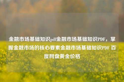 金融市场基础知识pdf金融市场基础知识PDF，掌握金融市场的核心要素金融市场基础知识PDF 百度网盘黄金价格