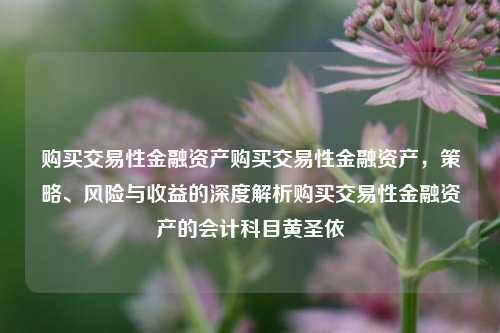 购买交易性金融资产购买交易性金融资产，策略、风险与收益的深度解析购买交易性金融资产的会计科目黄圣依