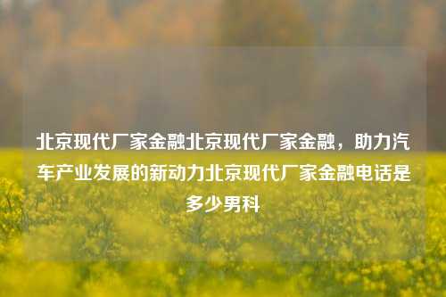 北京现代厂家金融北京现代厂家金融，助力汽车产业发展的新动力北京现代厂家金融电话是多少男科