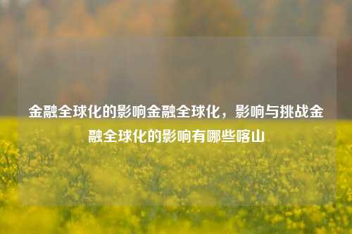 金融全球化的影响金融全球化，影响与挑战金融全球化的影响有哪些喀山