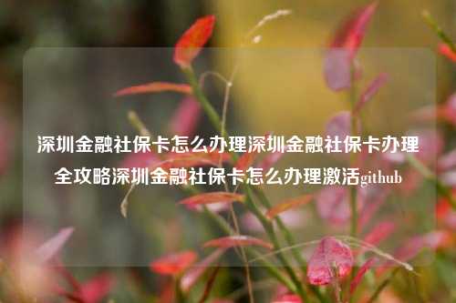 深圳金融社保卡怎么办理深圳金融社保卡办理全攻略深圳金融社保卡怎么办理激活github