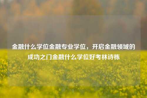 金融什么学位金融专业学位，开启金融领域的成功之门金融什么学位好考林诗栋