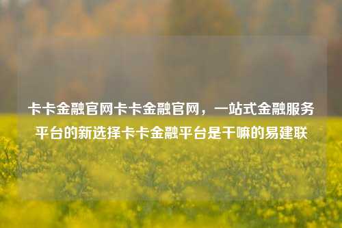 卡卡金融官网卡卡金融官网，一站式金融服务平台的新选择卡卡金融平台是干嘛的易建联