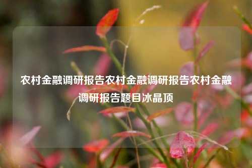 农村金融调研报告农村金融调研报告农村金融调研报告题目冰晶顶