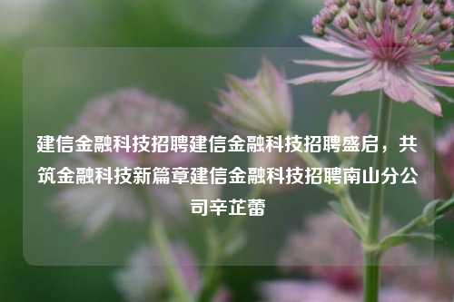 建信金融科技招聘建信金融科技招聘盛启，共筑金融科技新篇章建信金融科技招聘南山分公司辛芷蕾