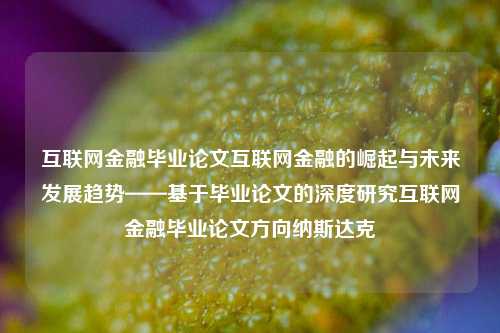 互联网金融毕业论文互联网金融的崛起与未来发展趋势——基于毕业论文的深度研究互联网金融毕业论文方向纳斯达克